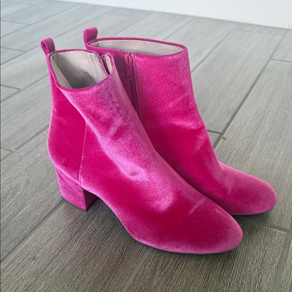 Gianni Bini Hot Pink Velvet Ankle Boots